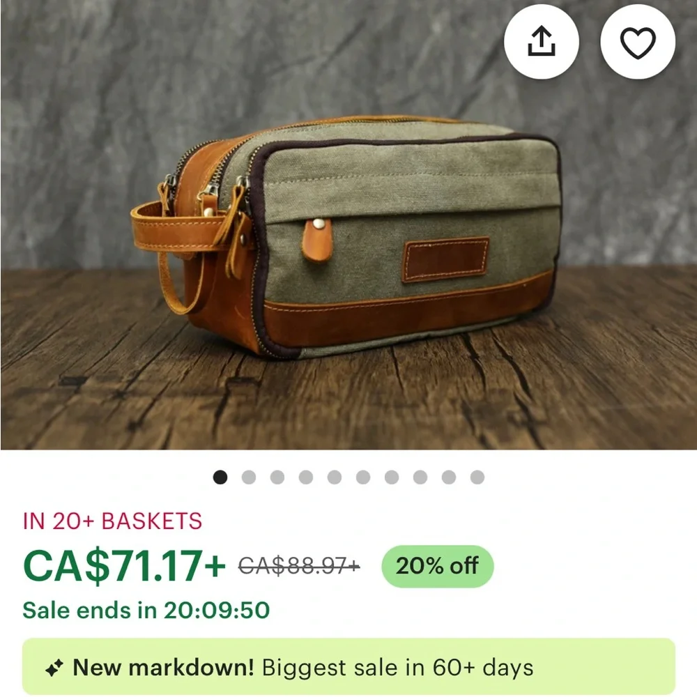 🍾🥂Host pick🎉NWOT waxed canvas & leather Men's toiletry Bag - Picture 10 of 10